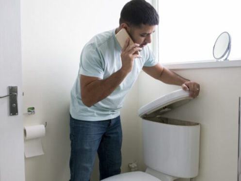 Broken toilet.